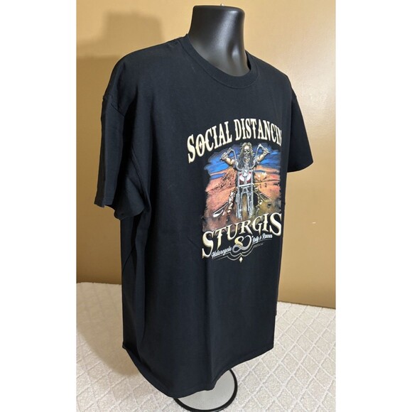 Sturgis Motorcycle Bike Rally Races 2020 COVID Social Distancing 2 Sided Tee XL - Picture 7 of 13